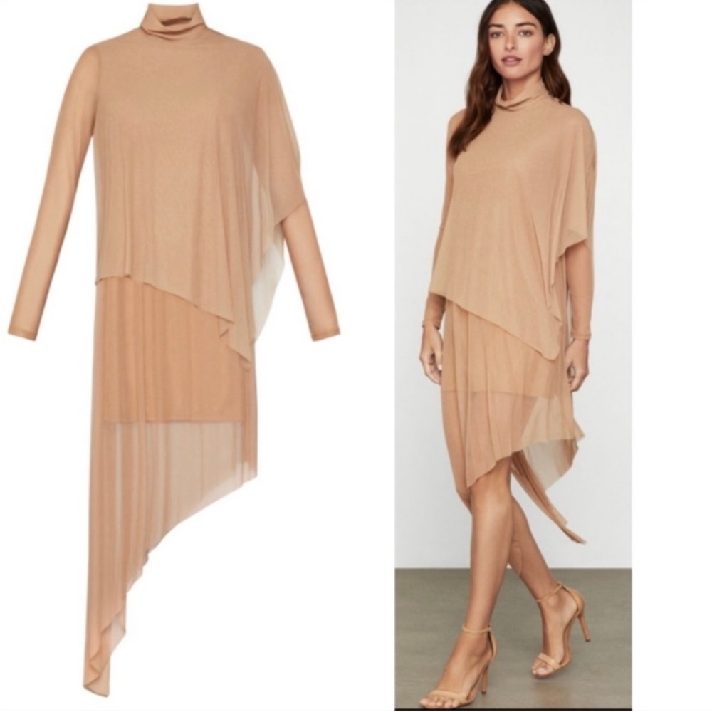 💫HP‼️💫 NWT BCBG MAXAZRIA Asymmetrical Layered Turtleneck Dress in Nubuck, Med - Picture 12 of 12